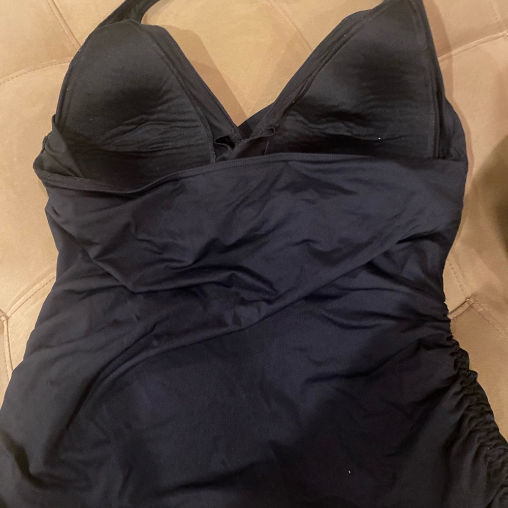 Lands End-Halter Tankini-Black-Size 14-Side cinch - Picture 2 of 3
